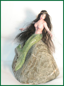 Sea maiden mermaid clay sculpture
