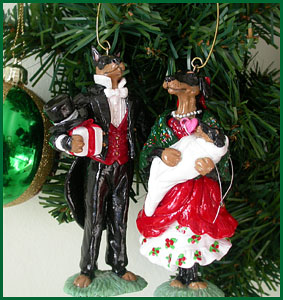 The Dobermans, clay figure ornaments