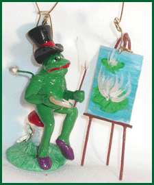 Froggy Monet clay ornament