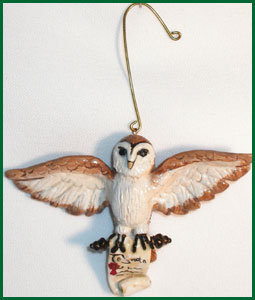 Santa Owl clay ornament