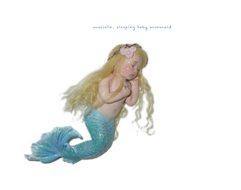 Merielle baby mermaid of polymer clay.