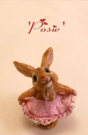 Posie Bunny handmade miniature clay rabbit