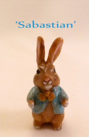 Sabastian Bunny handmade miniature clay rabbit