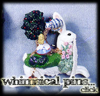 Whimsical pins, from cats to Alice in Wonderland by Leigh