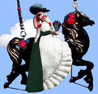 Lady with fan on horseback