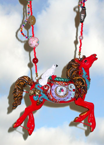 Evangeline clay sculpture horse necklace by Leigh Allan