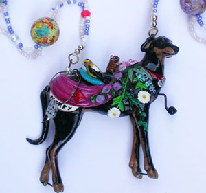 Merry mine doberman dog necklace by LEigh